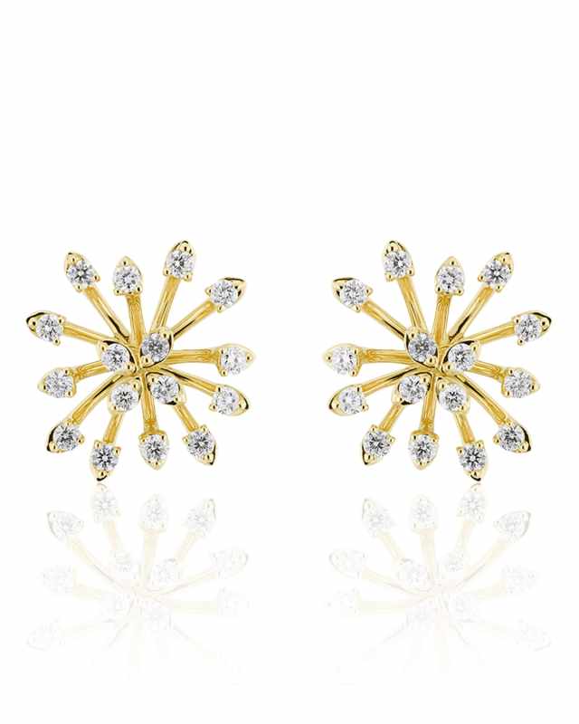Luminus 18k Yellow Gold Stemmed Diamond Stud Earrings
