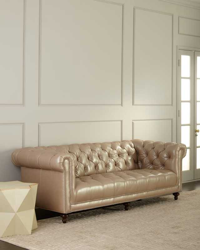 Lara Leather Chesterfield Sofa, 94