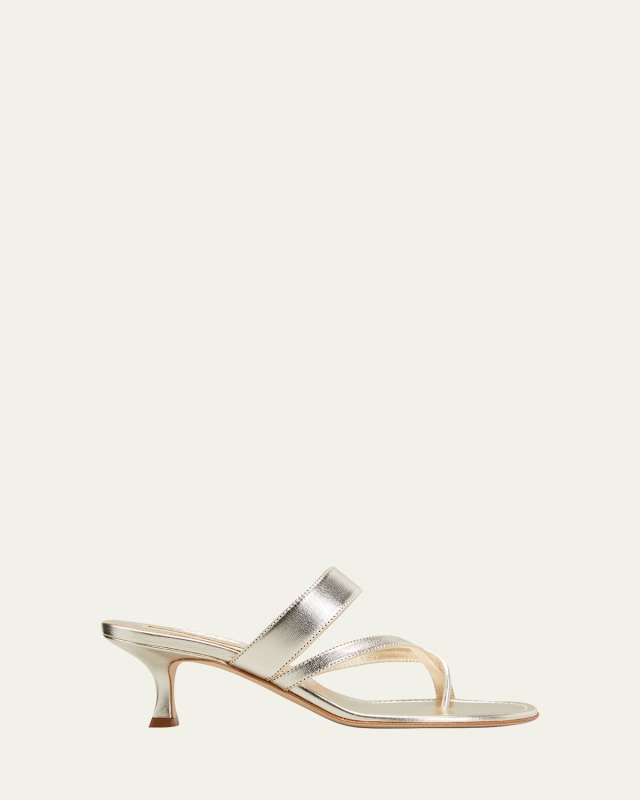 Susa Metallic Crisscross Mule Sandals
