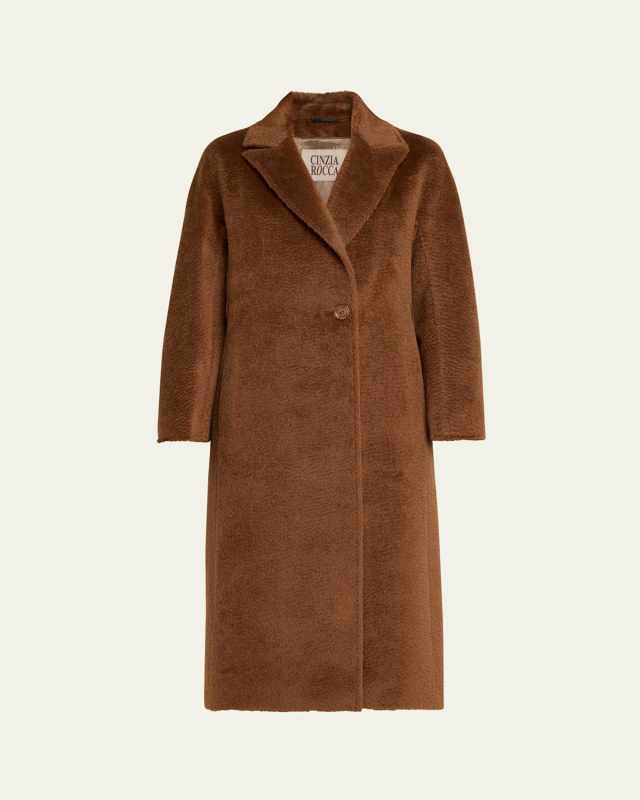 Single-Button Alpaca Wool Coat