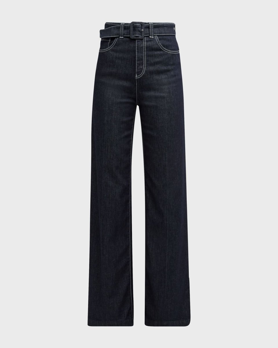 High-Rise Belted Boot-Cut Jeans