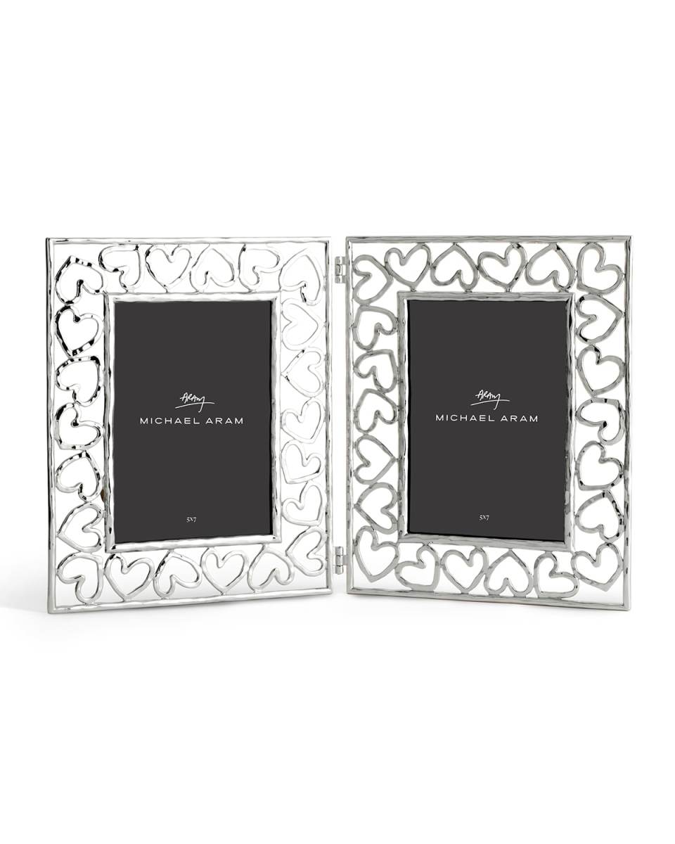 Heart Hinged Frame - 5" x 7", Silver