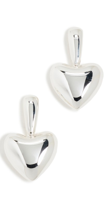 Annika Inez Voluptuous Heart Drop Earrings Silver