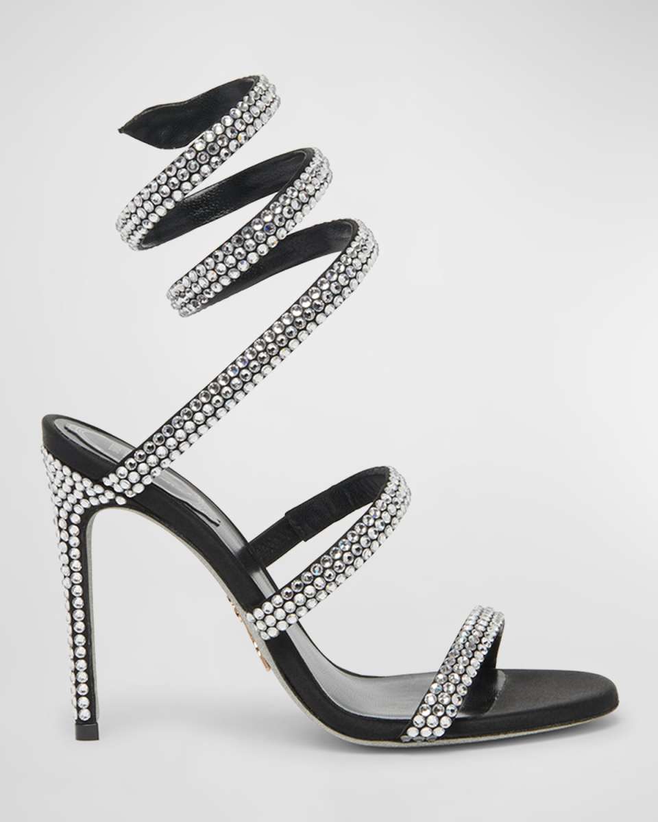 Cleo Strass Snake-Wrap Sandals
