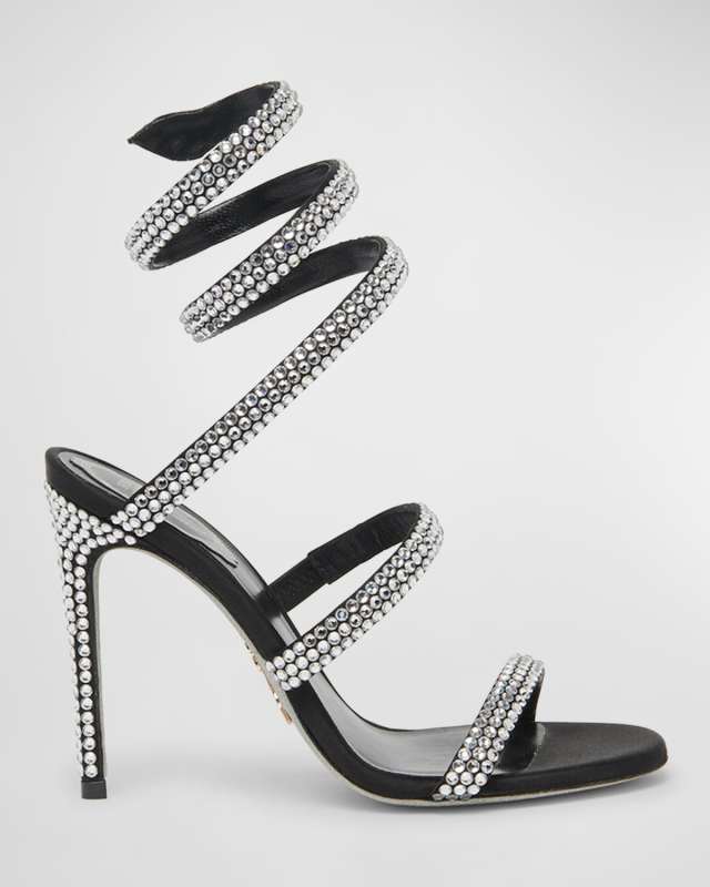 Cleo Strass Snake-Wrap Sandals