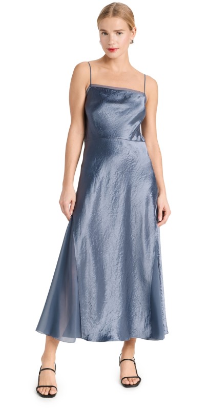 Vince Sheer Panelled Slip Dress Iris Smoke