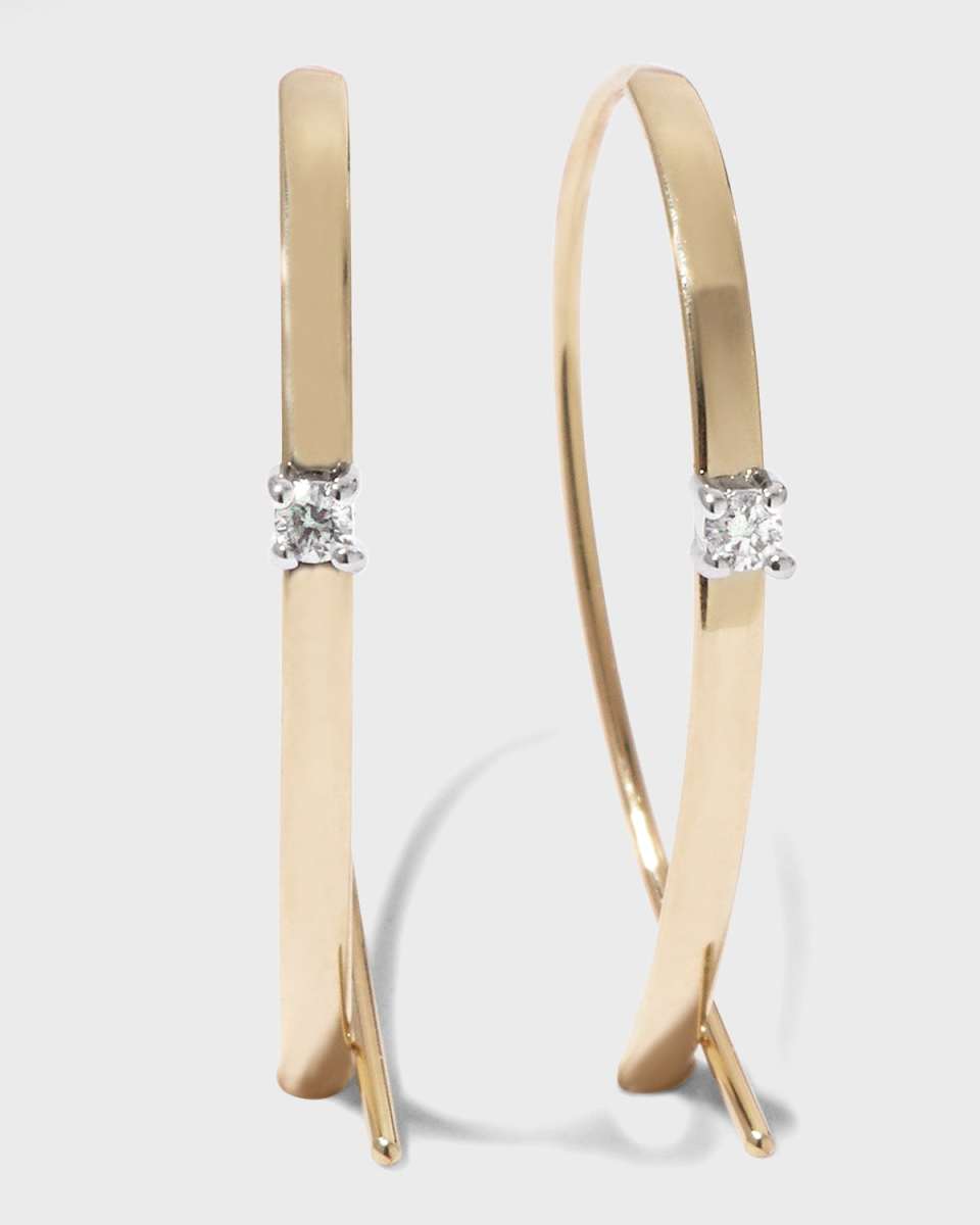 Solo Mini Flat Upside Down Hoops with Diamonds