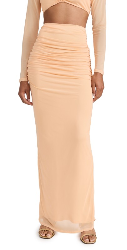 AFRM Bevin High Waisted Ankle Length Skirt Peach Fuzz