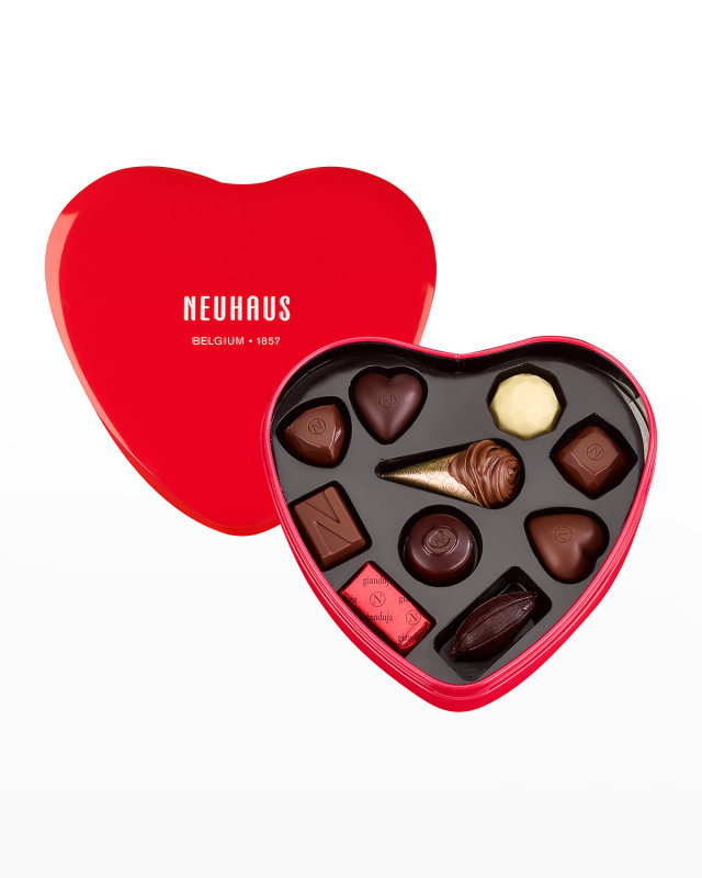 10-Piece Belgian Chocolates in Red Metal Heart