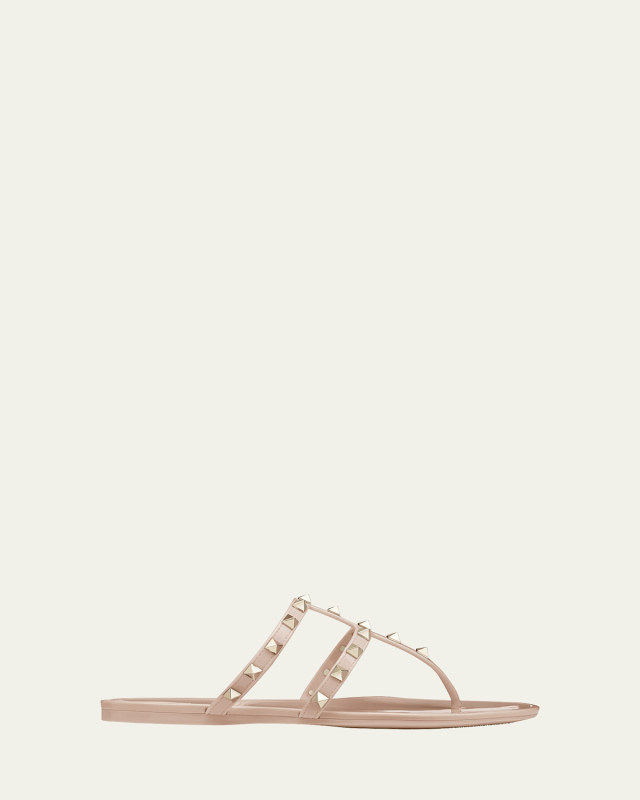 Rockstud T-Strap Flat Slide Sandals