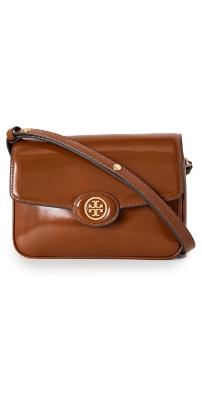 Tory Burch Robinson Spazzolato Convertible Shoulder Bag Dark Sienna