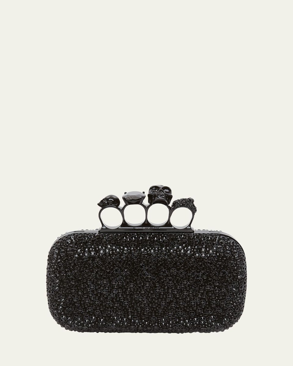 Skull Four-Ring Spike Crystal Clutch Bag