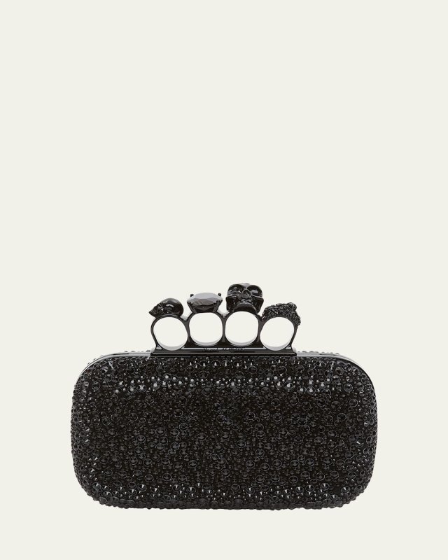 Skull Four-Ring Spike Crystal Clutch Bag