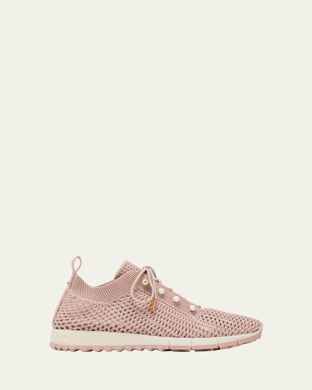 Veles Knit Pearly Lace-Up Sneakers