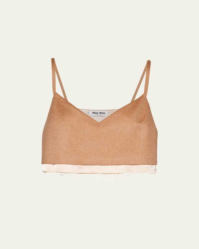 Logo-Embroidered Velour Crop Top