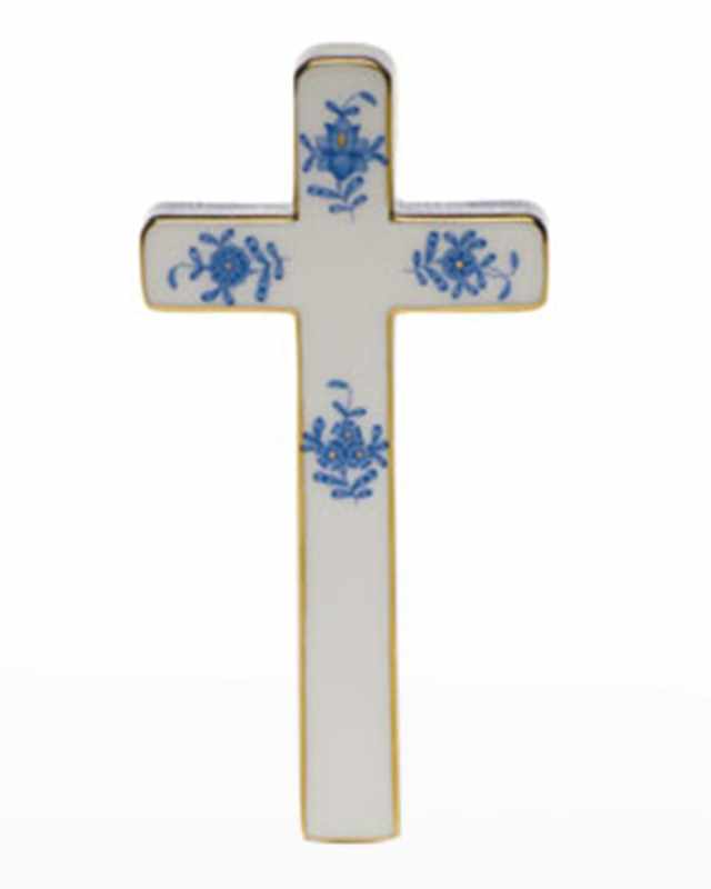 Chinese Bouquet Decorative Porcelain Cross - Rose