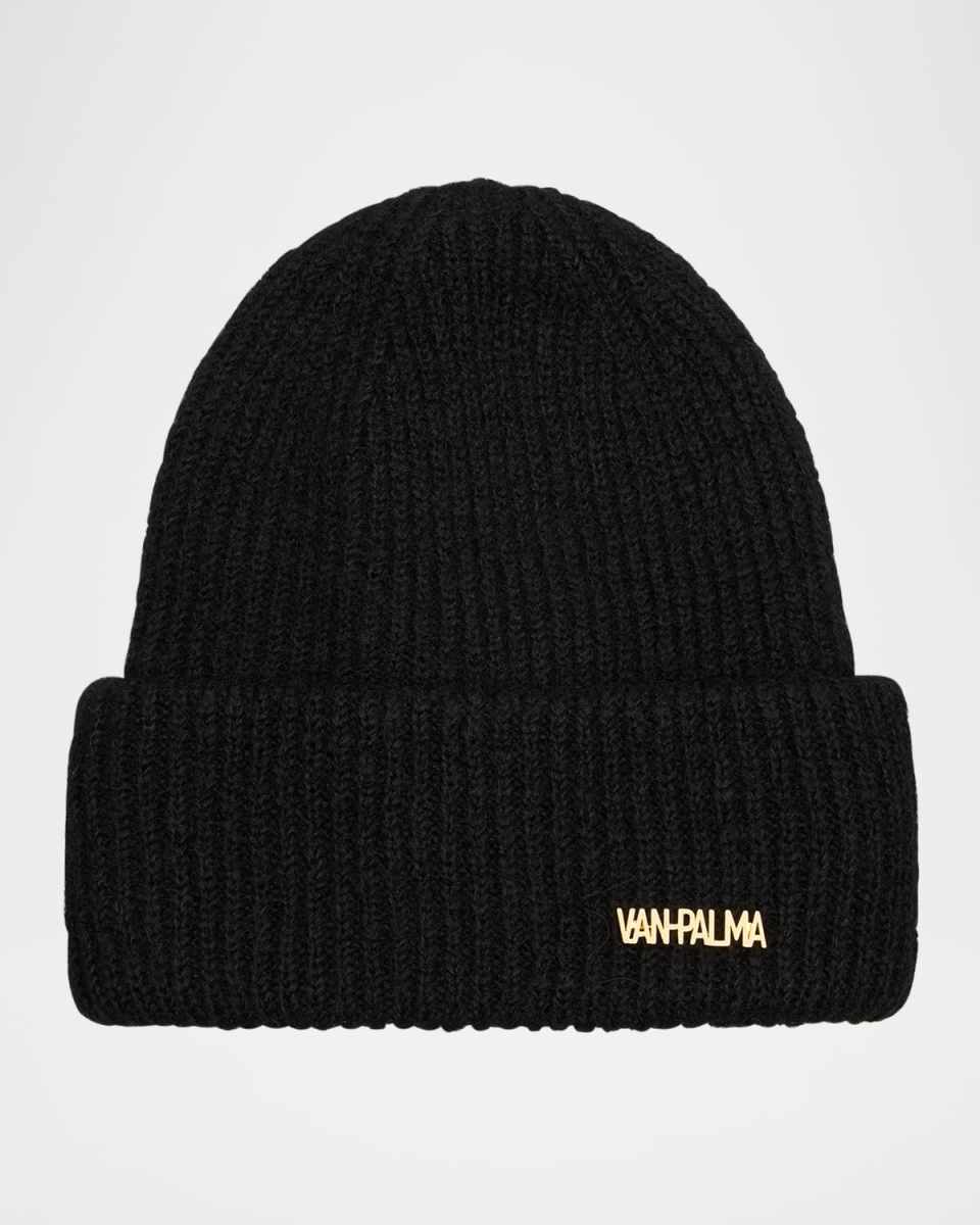 Gaston Wool Beanie W/ 14k-Gold Plated Brass Logo