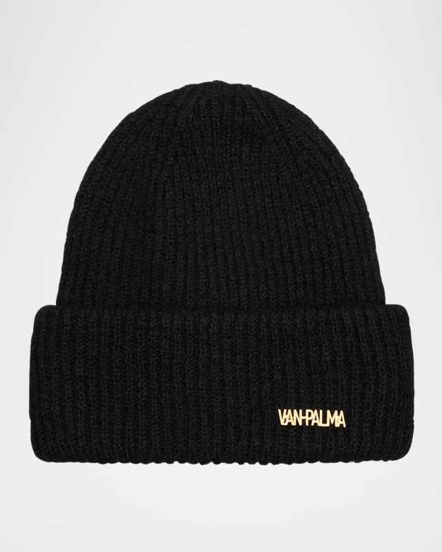 Gaston Wool Beanie W/ 14k-Gold Plated Brass Logo