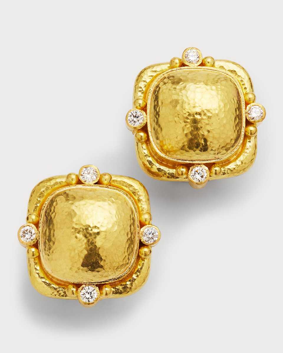 19K Convertible Cushion Earrings with Diamonds