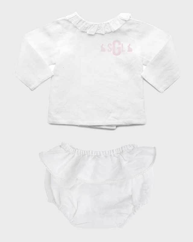 Girl's Top W/ Bloomers 2-Piece Gift Set, Size Newborn-24