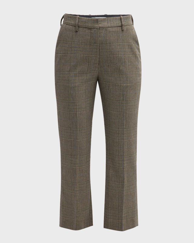 Cropped Plaid Houndstooth Trousers