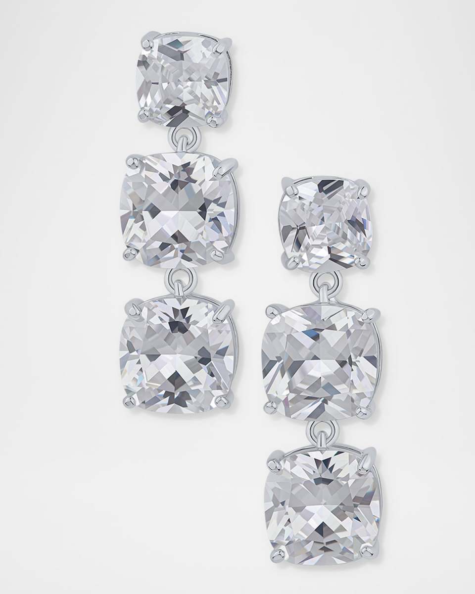 Cushion Cubic Zirconia Triple Graduated Earrings