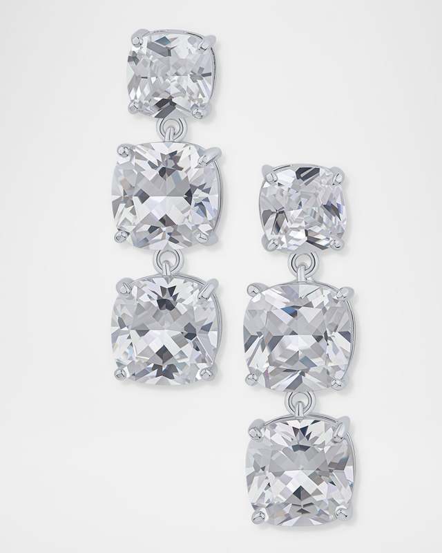 Cushion Cubic Zirconia Triple Graduated Earrings