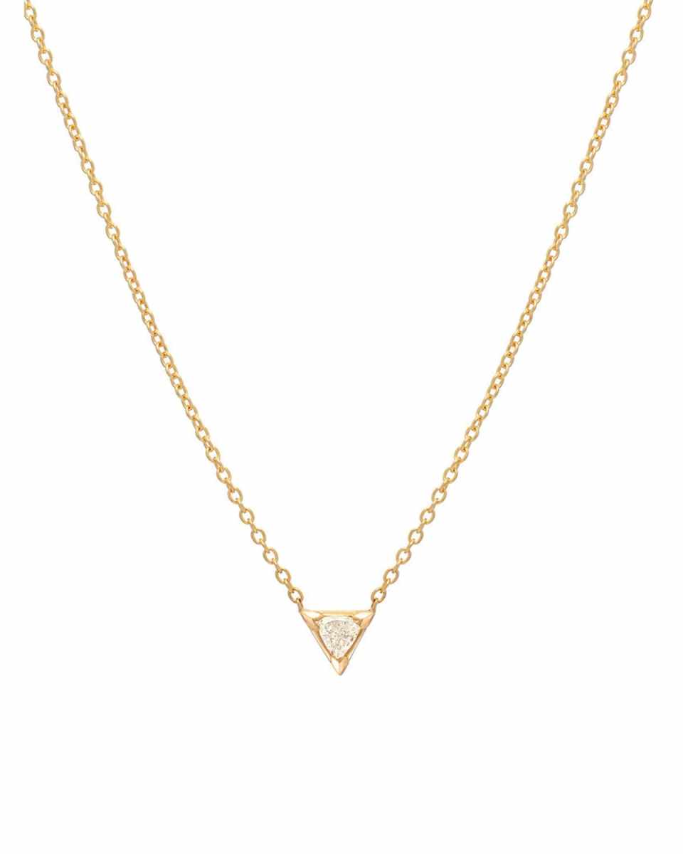14k Gold Diamond Trillion Necklace