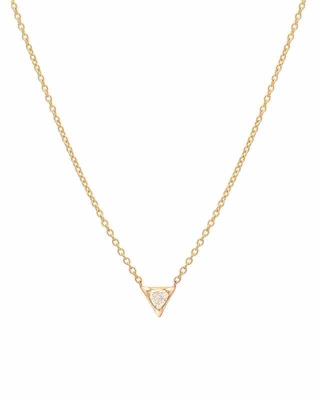14k Gold Diamond Trillion Necklace