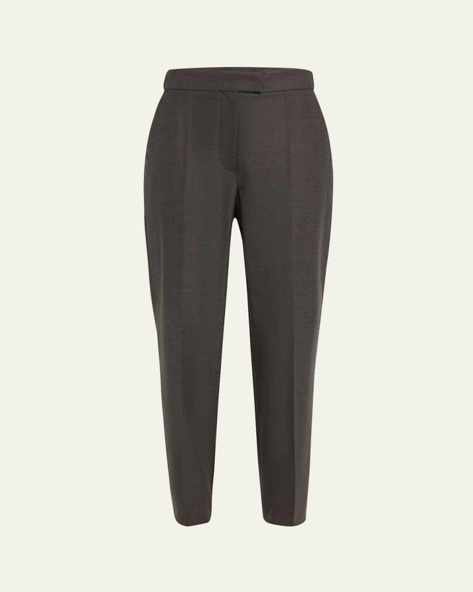 Wool Straight-Leg Trousers with Monili Details