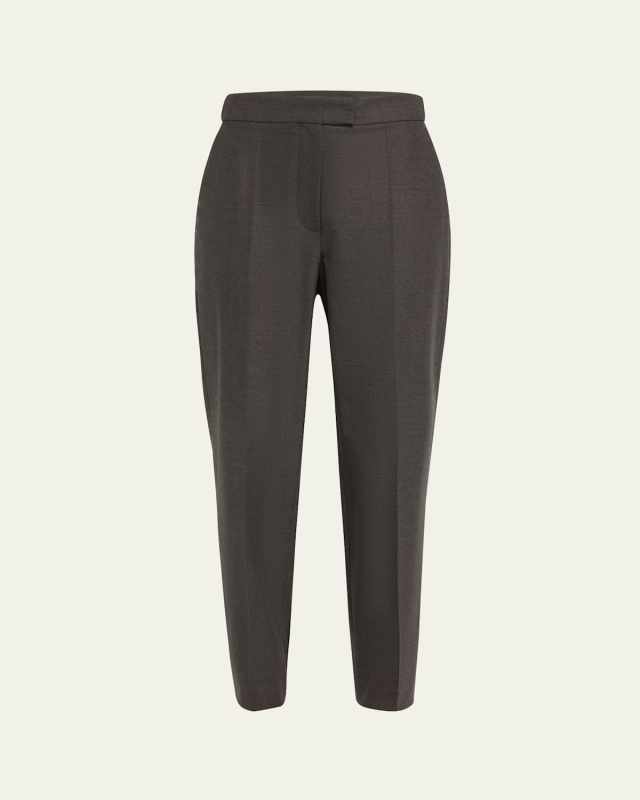 Wool Straight-Leg Trousers with Monili Details