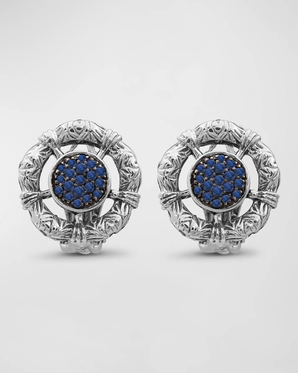 Blue Sapphire Earrings in Sterling Silver