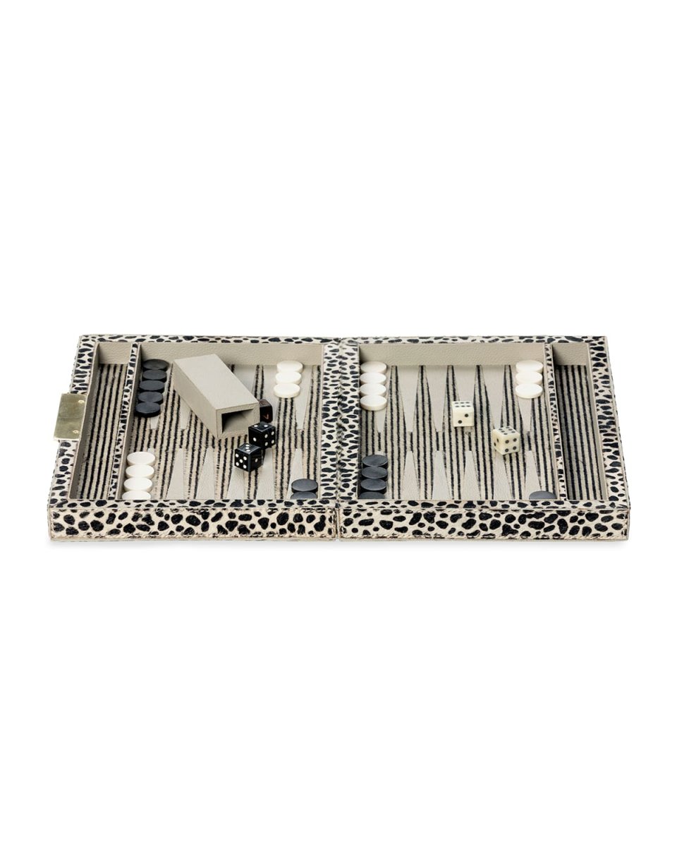 Bailey Small Cheetah-Print Backgammon Game Set