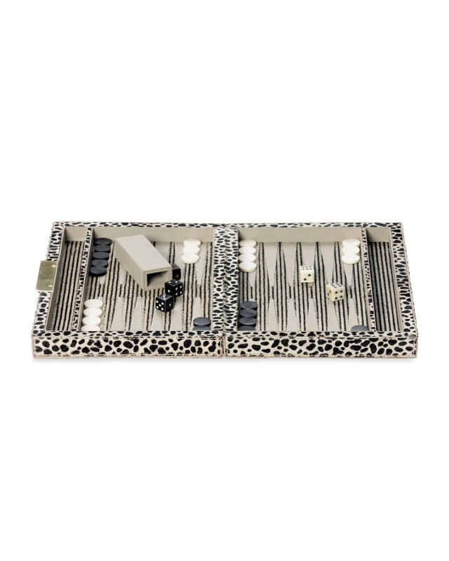 Bailey Small Cheetah-Print Backgammon Game Set