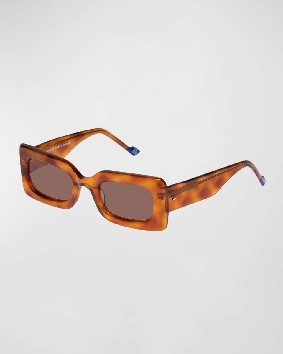 DAMNEDEST Havana Acetate Rectangle Sunglasses