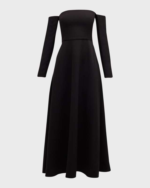 Edia Off-The-Shoulder Long-Sleeve Maxi Dress