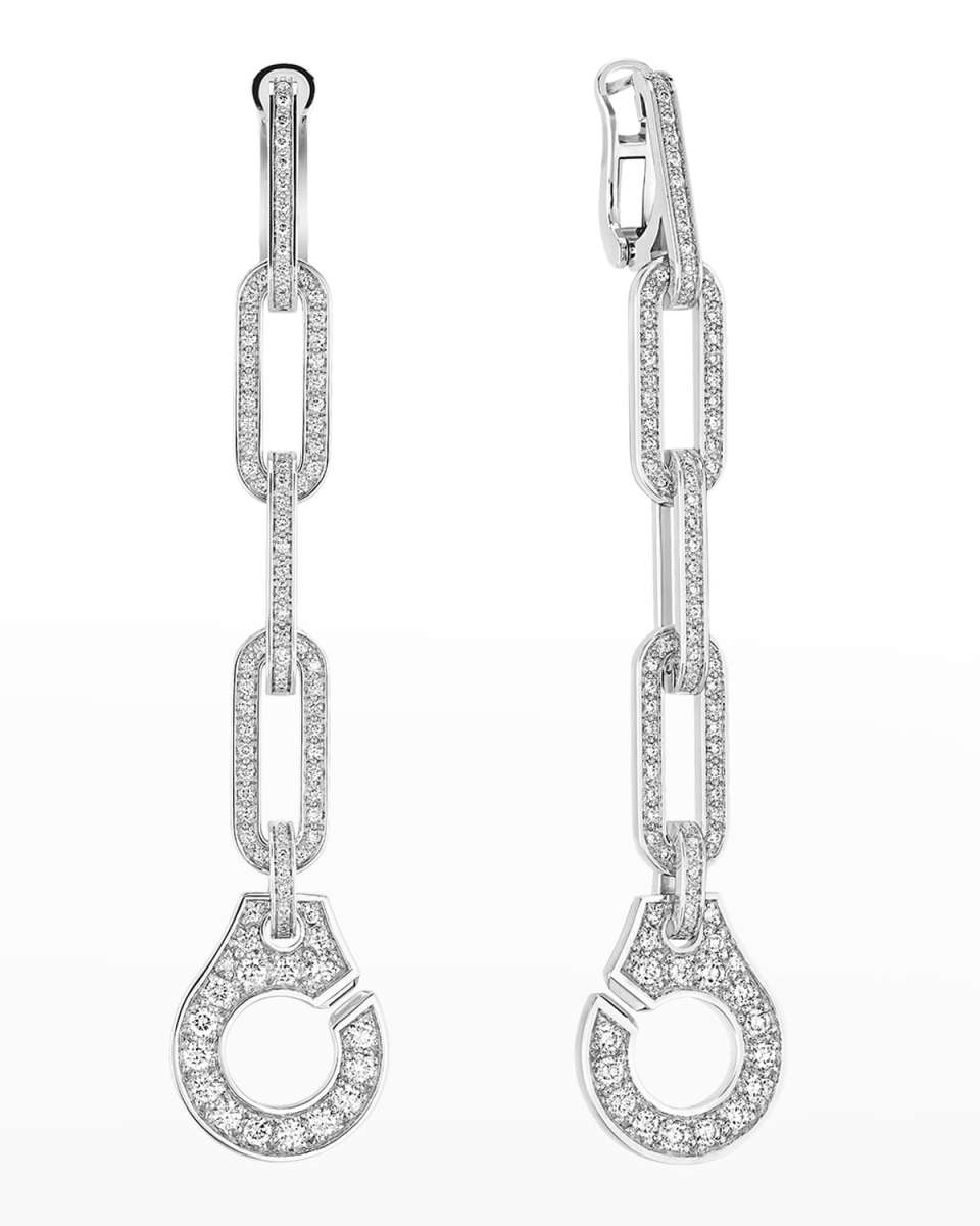 White Gold R15 Full Pave Drop Earrings