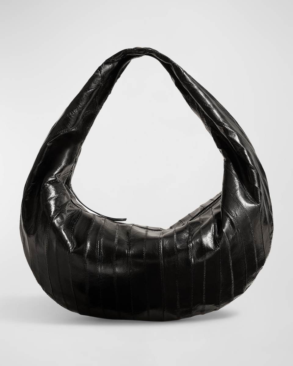 Olivia Medium Eel-Embossed Hobo Bag