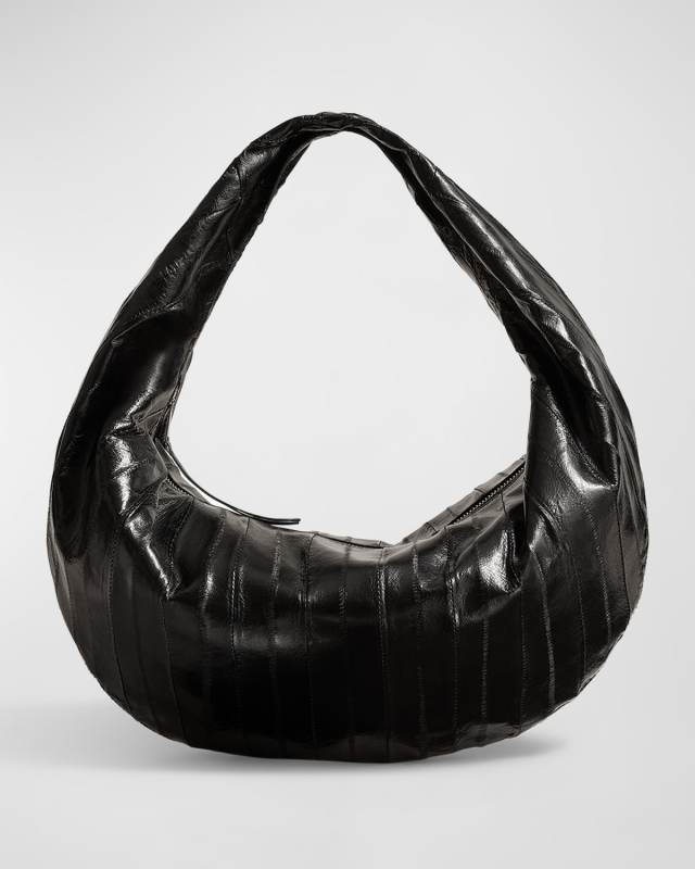 Olivia Medium Eel-Embossed Hobo Bag