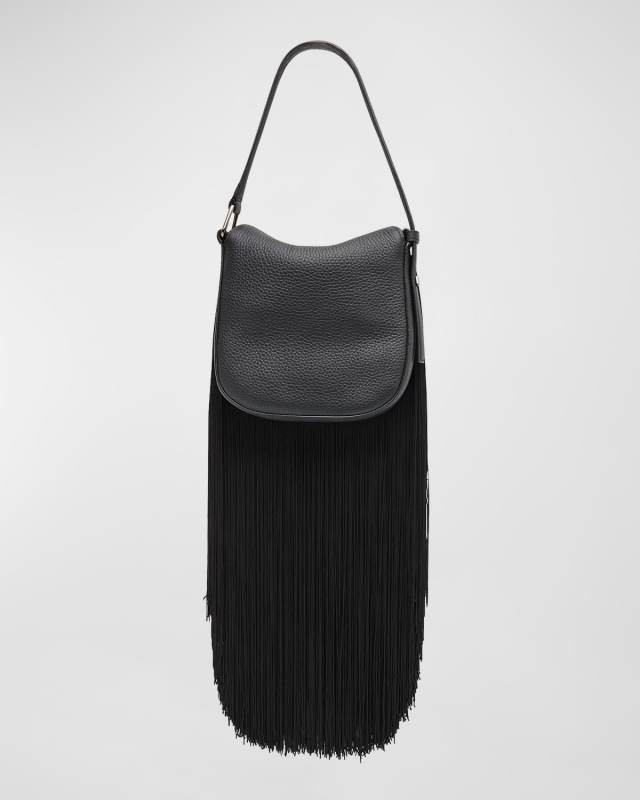 Anna Mini Fringe Leather Hobo Bag