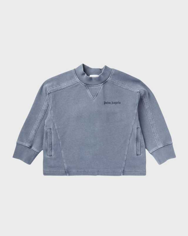 Boy's Logo-Print Faded Wash Crewneck Sweatshirt, Size