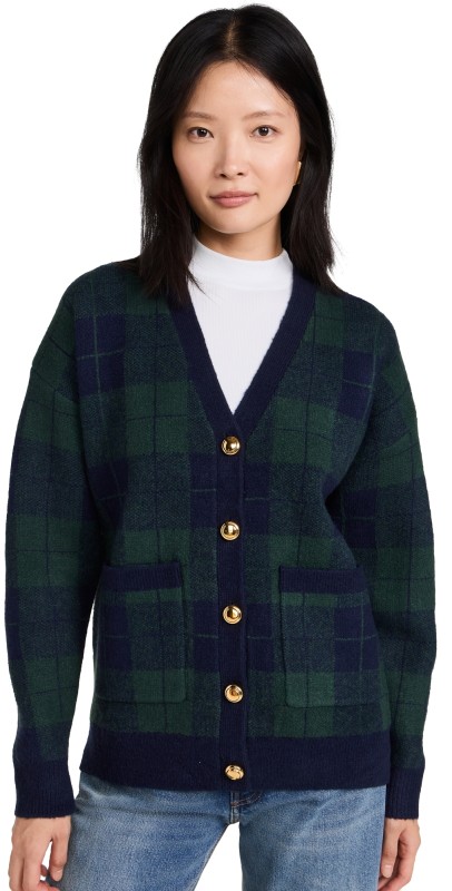 English Factory Check Cardigan Green Multi