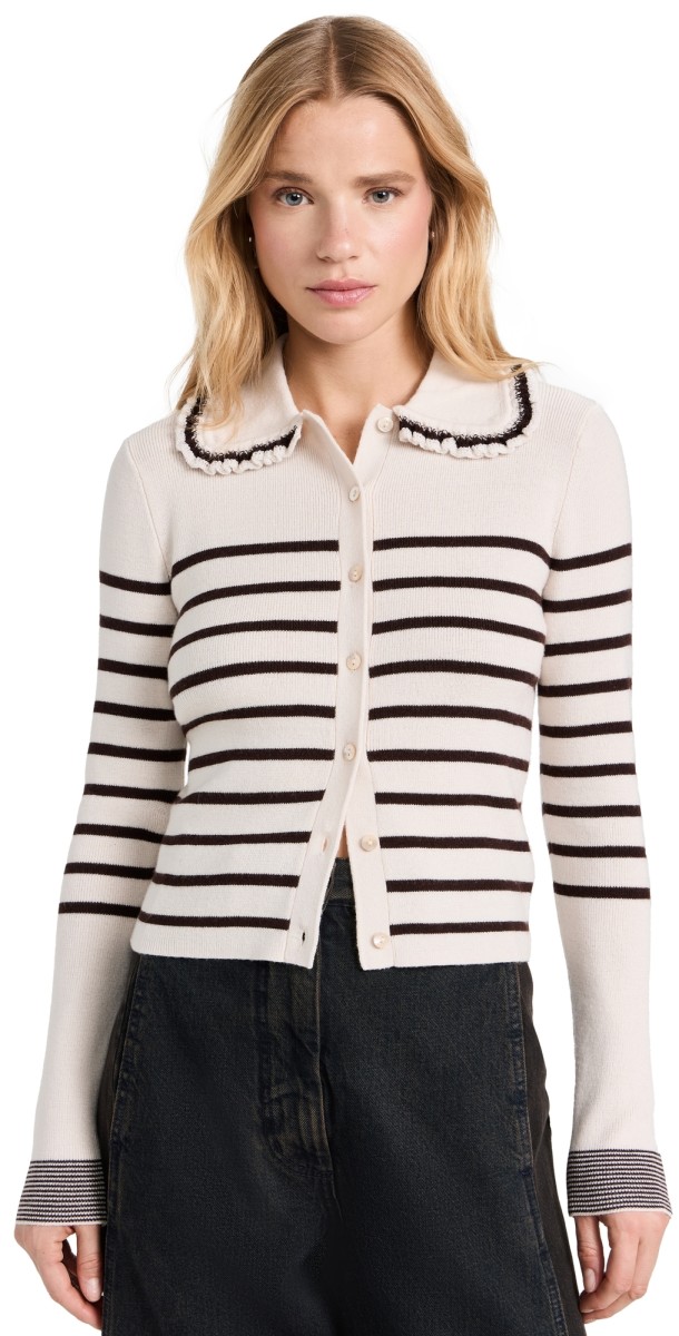 Ulla Johnson Faustine Cardigan Espresso Stripe