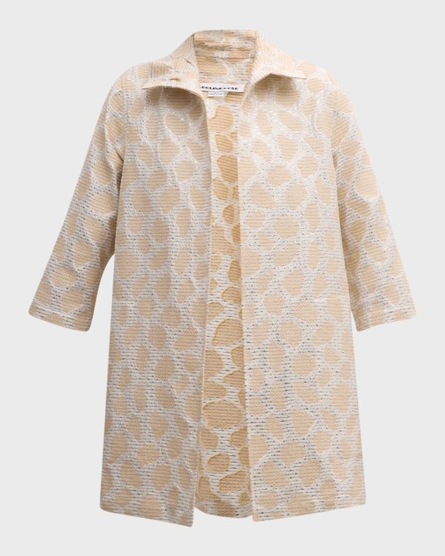Beachcomber Open-Front Metallic Jacquard Topp