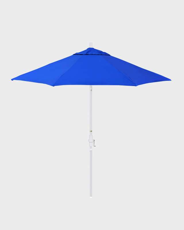 9' Fiberglass Market Umbrella, Matted White Collar Tilt