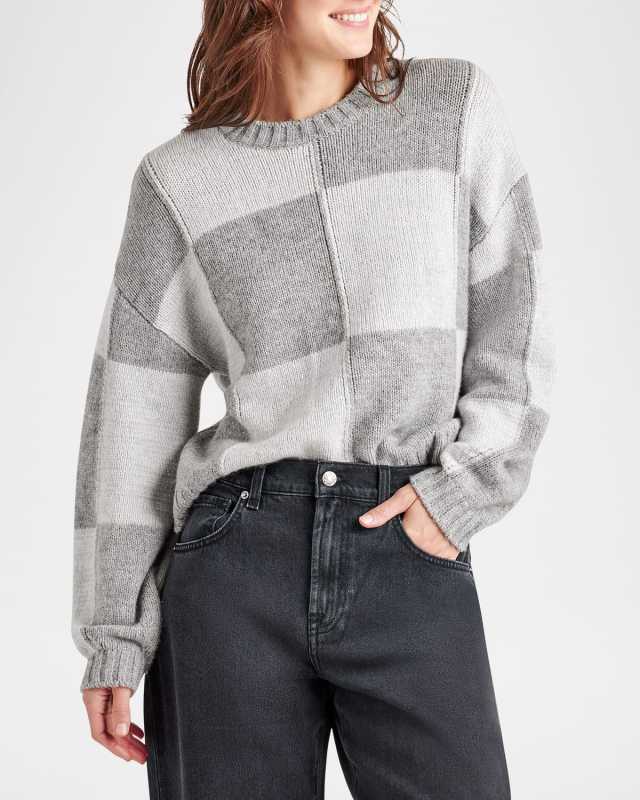 Kit Colorblock Checkerboard Sweater