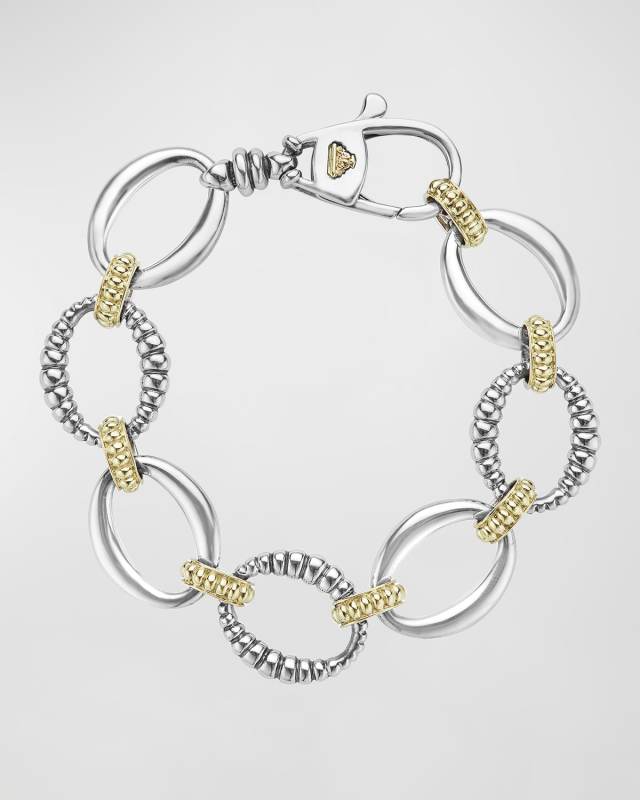 Fluted Oval Caviar Link Bracelet