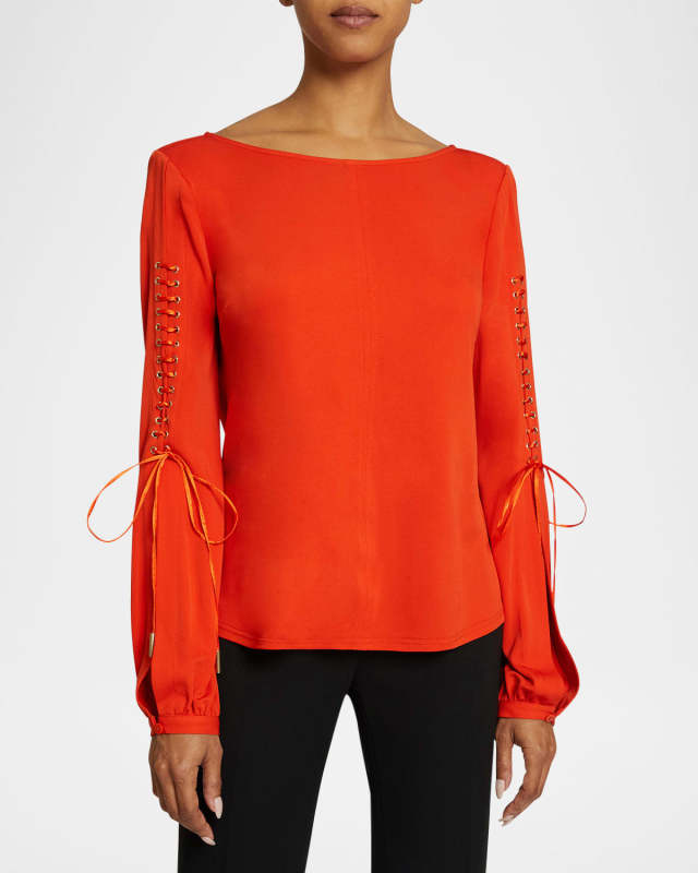 Livi Lace-Up Jersey Top