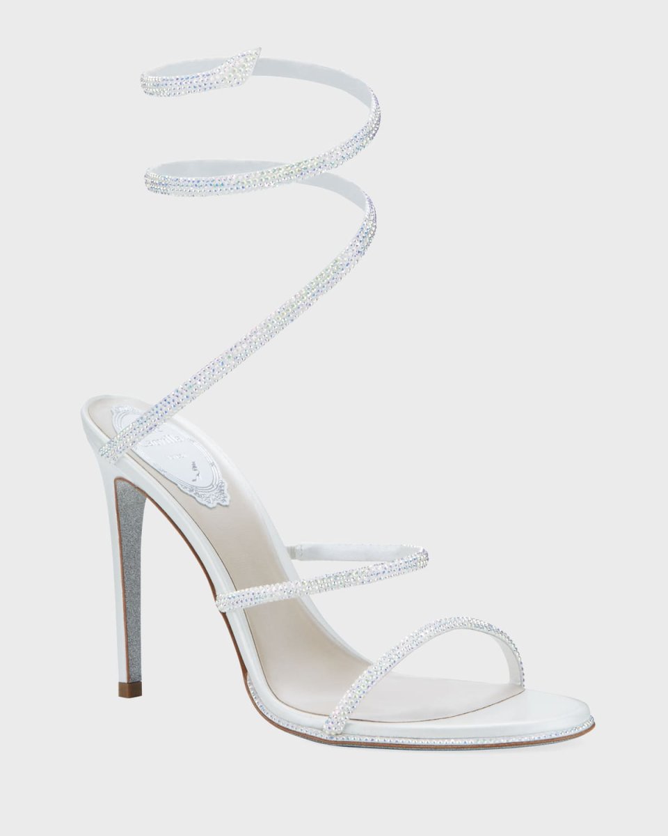 Shimmery Crystal Satin Snake Sandals