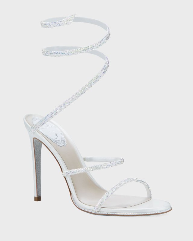 Shimmery Crystal Satin Snake Sandals